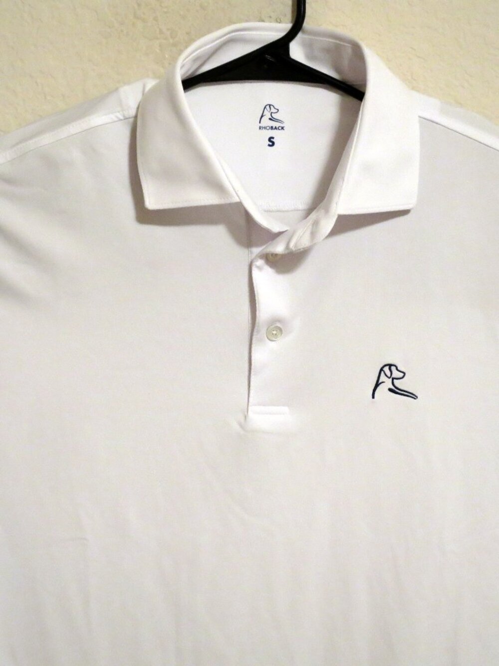 Rhoback Shirt Mens Small Short Sleeve Golf Performance Polo Solid White